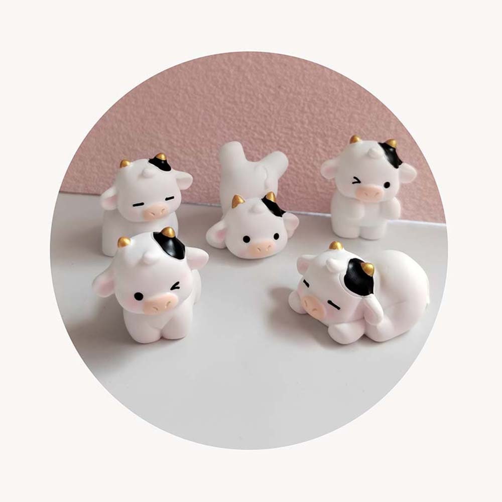 Cute Cow Small Statue Little Figurine Crafts Figure Ornament Miniatures ...