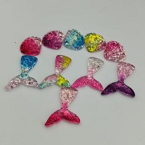 Brillant Dégradé Paillettes Sirène Queue Papillon Coquille Résine Dos Plat Charmes Pour Boucle d’Oreille Drop Collier Charme Porte-Clés Pendentif Bricolage Artisanat