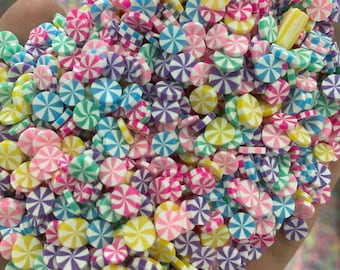 5mm Round Mixed Color Polymer Clay Fake Peppermint Candy Slime fillers|Polymer Clay Party Decoration Confetti|DIY Sprinkles Decorations