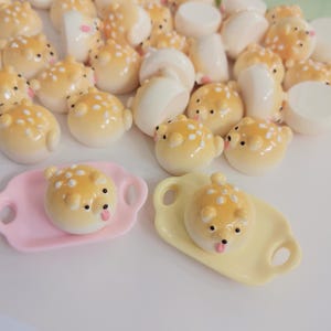 Cartoon Dog Crispy Pies Mini Food Resin Charms Flatback Embellishments for DIY Phone Cases, Hair Clips,DIY Crafts