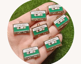 Nostalgic Classic Charms Tape Shape Enamel DIY Pendants For Earrings Keychain Brooch Jewelry Making