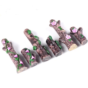 Flower Tree Stump Bonsai Figurines Fairy Garden Miniatures for Terrariums Ornament Home Decor Resin Craft