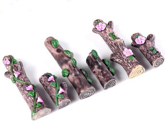 Fleur souche d'arbre bonsaï Figurines fée jardin miniatures pour terrariums ornement décor à la maison artisanat en résine