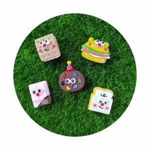 Galleta pan hamburguesa Chocolate dibujos animados cabujones de resina Scrapbooking DIY joyería artesanal, accesorios de decoración
