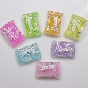 Glitter Simulation Sweet Candy Flatback Resin Cabochons Accessories Fake Food Resin Cabochon DIY Scrapbooking Hair Bow Center
