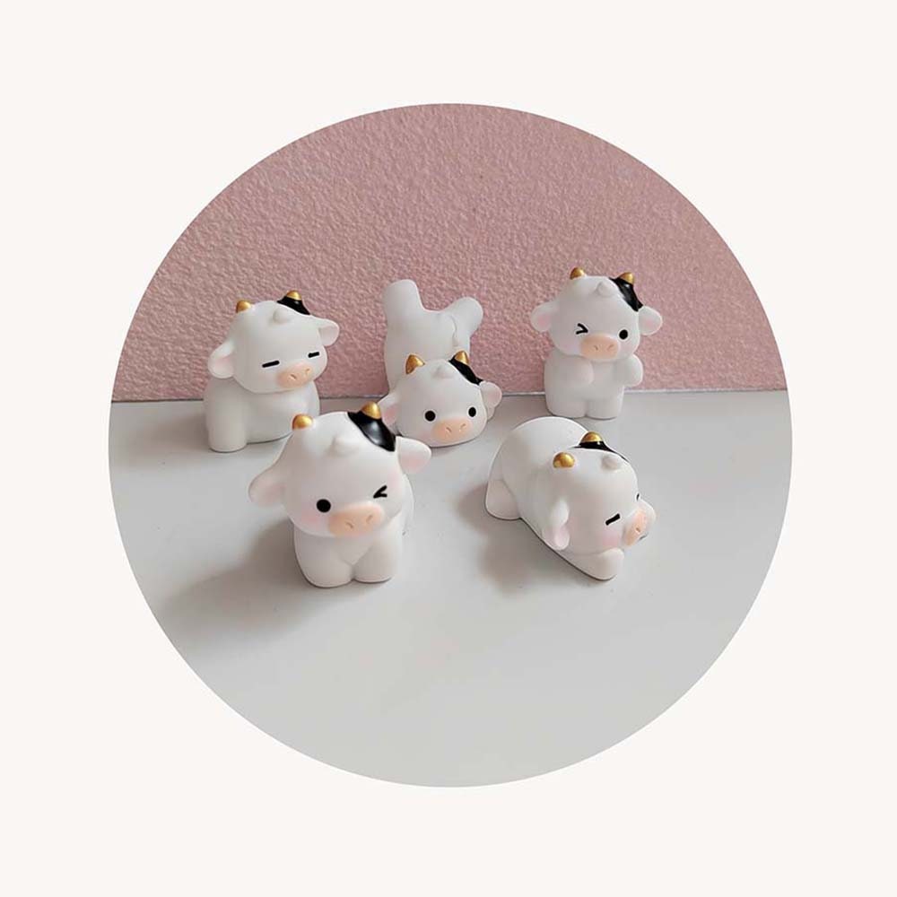 Cute Cow Small Statue Little Figurine Crafts Figure Ornament Miniatures ...