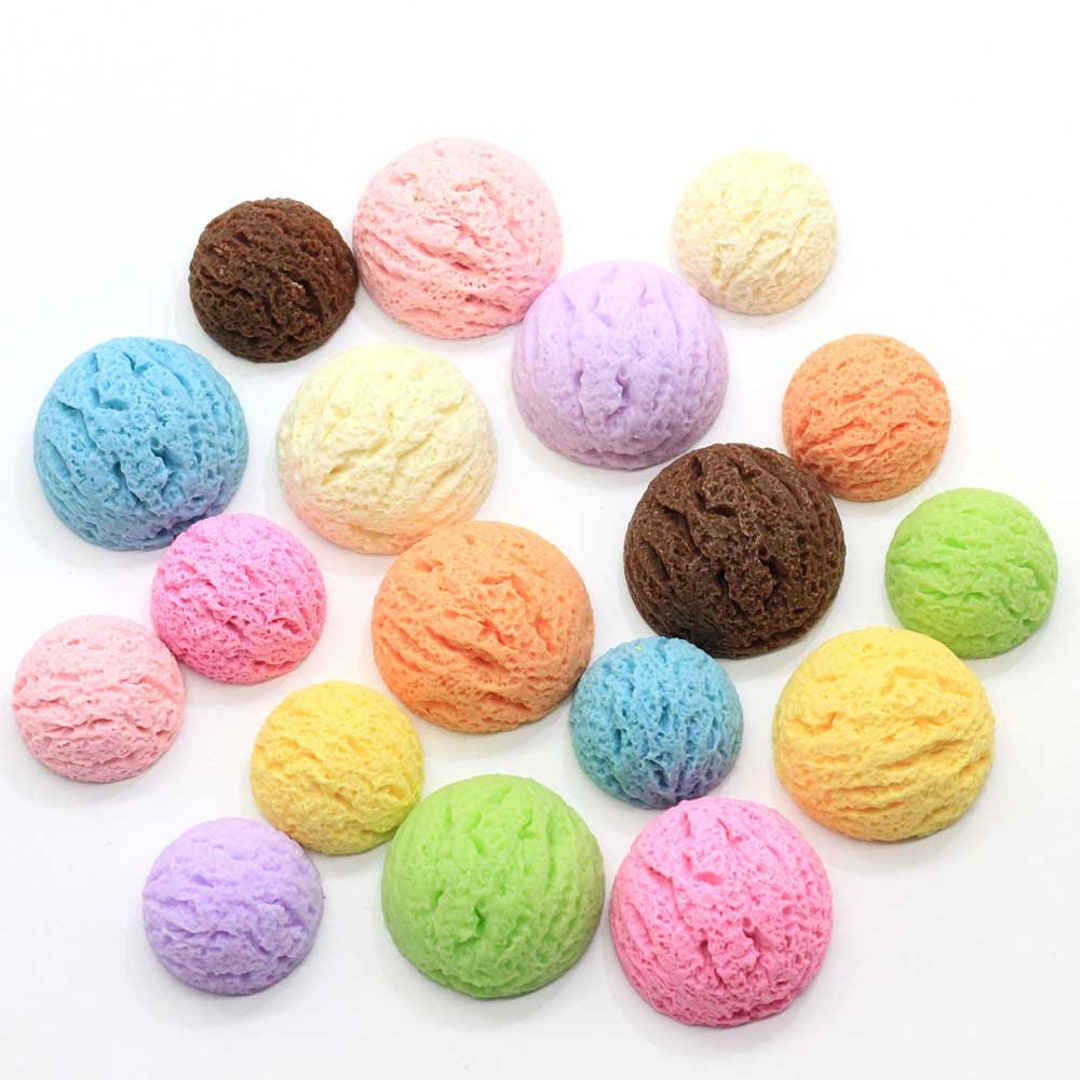 19mm 24mm Colorful Ice Cream Ball Shape Resin Cabochon Kawaii Etsy