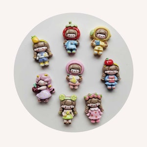 Smiling Fruit Girl Cartoon Girl Cabochons Resin Fruit Cabs Shaker Embellishments Nail Art Charms Jewelry Slime Charms