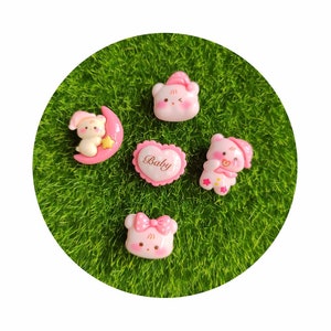 Rosa Cartoon Tiere Flatback Harz Baby Bär Flasche Cabochons Sammelalbum DIY Party Haarnadel Zubehör Verzieren Handwerk