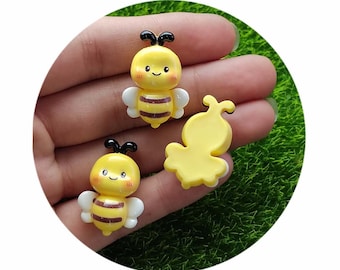 28mm Bee Flatback Resin Scrapbooking Embellishment Charms Hair Bow Center Kids DIY Crafts Decor