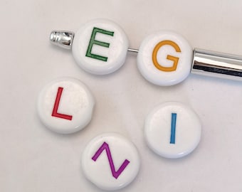 26 Letters Large Hole Letter Beads 25mm Acrylic Flat Round Beads for DIY Jewelry Making Friendship Bracelet Key Chain Pens
