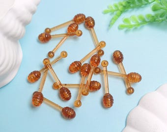 Applicateurs pour les lèvres 32 mm Applicateur de baume à lèvres en plastique Pot de miel miniature louche à miel