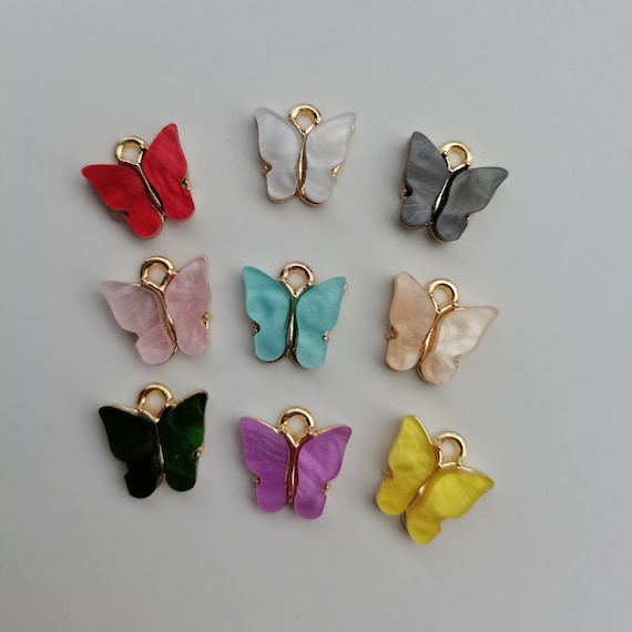 Cute 14mm Butterfly Charms Alloy&Acrylic Material For DIY | Etsy