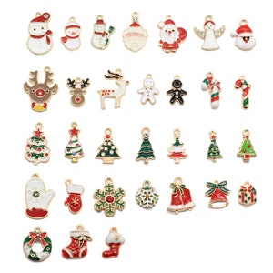 Assorted Enamel Plated Christmas Decoration Charms Findings for DIY Necklaces Bracelets Jewelry Making