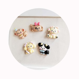 100pcs Cartoon Bow Dog Flatback Resin Cabochon Scrapbooking Phone Phone Decor DIY Handmade Hair Bows Center Jewelry Making Accessories