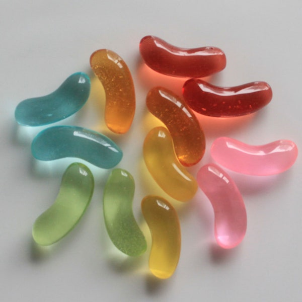 19mm Length Clear Color Resin Cuts Candy Sets,jelly bean candy Resin Cabochons for Phone Decoration, DIY