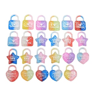 Farbverlauf Hübsches Mädchen Herz Glücksstern I Love You Schloss Schlüssel Charms für DIY Bastel Schlüsselanhänger Zubehör