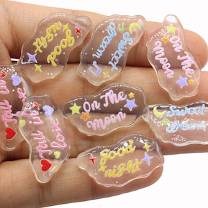 28mm Mignon Transparent Acrylique Planaire Lettres Carte Dos Plat Résine Cabochon Scrapbooking Cheveux Arcs Centre BRICOLAGE Décoration Artisanat