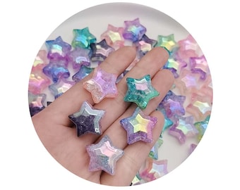 UV Iridescent Star Beads Pastel Plastic Star Beads Puffy