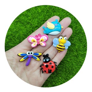 Bellissimi adesivi in resina cabochon a forma di insetto con retro piatto farfalla ape coccinella libellula per creazione di adesivi per frigoriferi