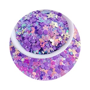 Confete de PVC com glitter e borboleta holográfica roxa para artesanato, cartões faça você mesmo, noivado, casamento, chá de panela, aniversário, dia dos namorados