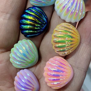 Cabochon in resina a forma di conchiglia con retro piatto, placcato in colore, da 20 mm, per artigianato fai da te, scrapbooking, centro per fiocco per capelli