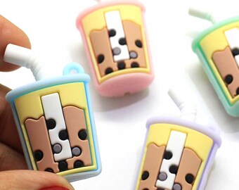 Ciondoli in resina a forma di tazza da tè al latte con bolle, da 48 mm, kit fai da te per decorazioni in miniatura per portachiavi, orecchini, ciondoli per collane