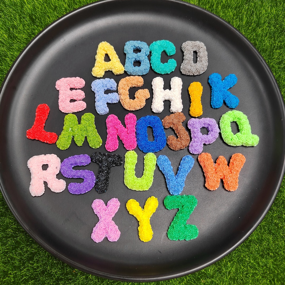 Resin Rose Letter Charms A-Z Alphabet Letter Cabochon Fit Hair Bow Hair Rope Diy Scrapbook Cell ...