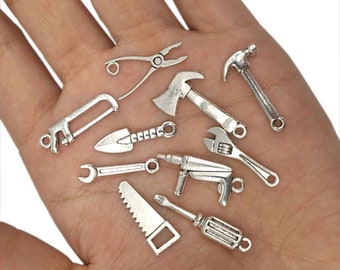 10 pièces outils breloques antiques en alliage de zinc pendentif pour bricolage collier ras du cou à breloques bracelet bijoux