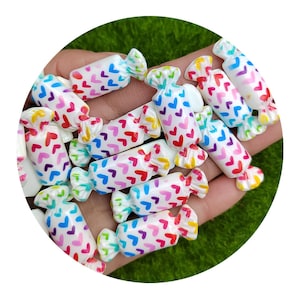 10*36mm Cute Mini Mixed Taffy Candy 3D Resin Flat Cabochons Embellishment Slime Charms
