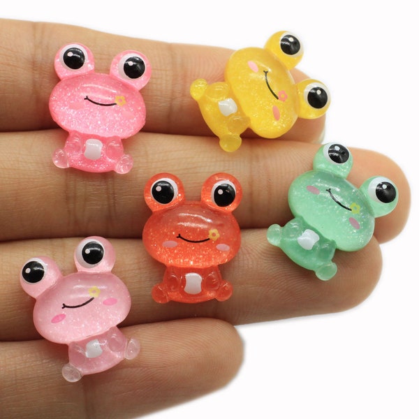 Kawaii Glitter Frog Resina Slime Charms Para Slime Accesorios Cuentas Fabricación De Suministros DIY Scrapbooking Crafts