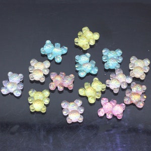 21mm Kristall Glitzer Bär Niedliche Resin Cabochons für DIY Aufnäher Ohrringe Schlüsselanhänger Halskette Schmuck Deko Zubehör
