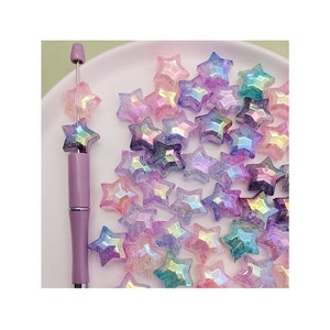 UV Iridescent Star Beads Pastel Plastic Star Beads Puffy