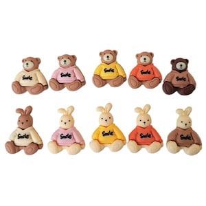 Resin Flatback Bär Hase Flachrücken Cabochon Kawaii DIY Basteln Dekoration Miniatur Resin Herz Einhorn Doppelkeks Brot Essen