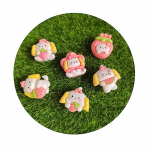 Latest Cute Flatback Resin Cartoon Strawberry Dog Scrapbook Doll House DIY Headwear Accessories