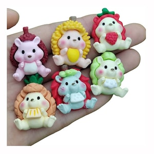 Kawaii Flatback Resin Hedgehog Cartoon Flat back Resin Cabochons Abbellimenti Accessori Fai da te Capelli Fiocchi Centro