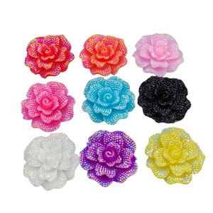 Fiori artigianali in resina Glitter 45mm Resina 3D Diamante Fiore Flatback Cabochon Pietra Scrapbook Artigianato floreale per matrimonio fai da te