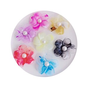 人工フラットバックフラワー プルメリア 43 mm ヘアクリップ 樹脂 カボション クラフト DIY