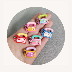 Resin Kawaii Mix Colorful Mini Telephone Flatback Cabochon 100PCS Scrapbook DIY Decor Home Figurine Craft