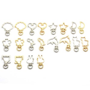 New Cute Moon Star Heart Cat Animal Flower Hollow Key Chain Key Ring keychain DIY Accessories Lobster Clasp Wholesale