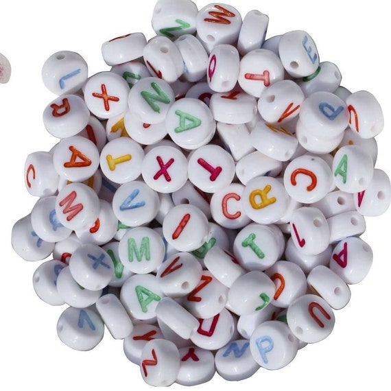 Perline Fai Da Te Gioielli Perline Lettere Alfabeto Per Braccialetti - 1350 Pezzi, Acrilico, 7mm, Con Cuori E Perline Colorate Lettere Per Braccialetti Acrilici - Foto 12