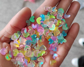 Pearl Color Nail Art Rhinestones 8mm Heart Mini Nail Flatback Gem Stones For DIY Nail Accessories 3D Crafts Charms