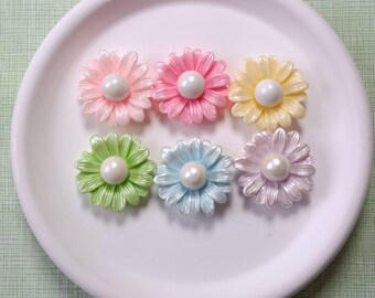 26mm Flower Daisy Cabochons Resin Flower Charms Slime Charms Flatback Cabochons Embellishment Hair Clips Shoes Charm