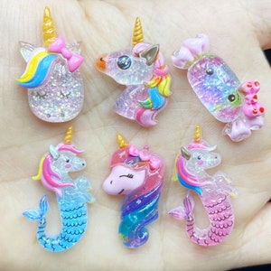 Unikat Mixed Glänzendes Einhorn / Candy Flat Back Figur DIY Hochzeit Scrapbook Dekor Home Craft C01