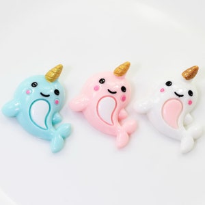 Espalda plana Dolphin Resin Cute Unicorn Charms DIY Cabochons Collares de resina Accesorios de adorno Resina artesanal