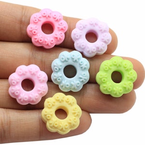 Kawaii Fake Donuts Candy Flatback Resin Cabochon Scrapbooking For Phone Decor DIY Jewelry Making Accessories