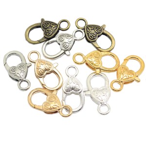 26mm Gold Silver Plated Rhodium Heart Jewelry Findings,Lobster Clasp Lobster Claws Hooks for Necklace&Bracelet Chain DIY Making