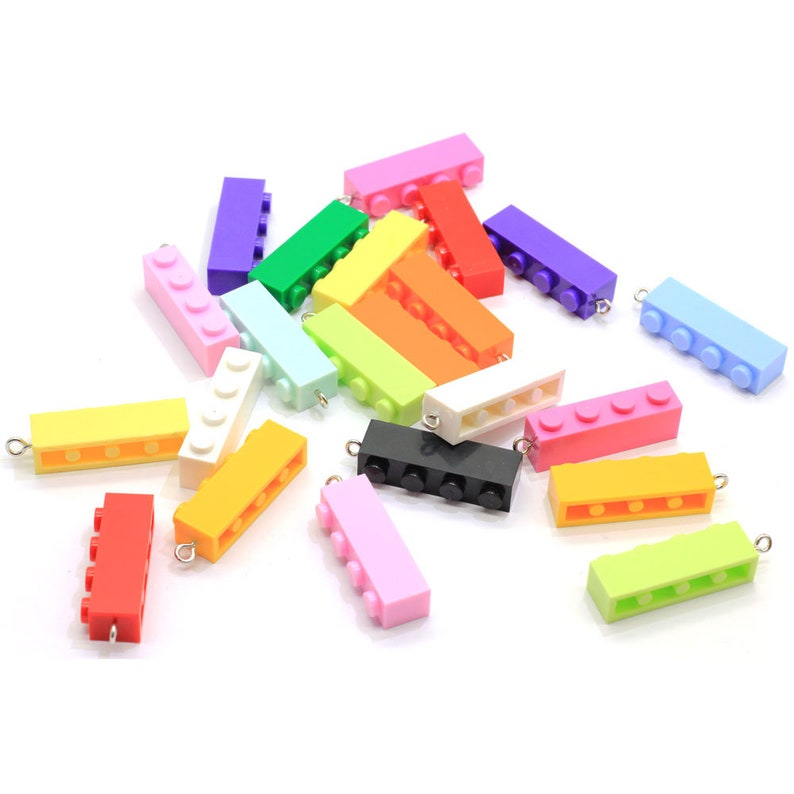 50pcs Colorful Plastic Building Block Keychain DIY Charms Toy Etsy