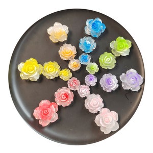 Kawaii Harz Farbverlauf Rose Blumen Flatback Cabochon Verschönerung Zubehör Handwerk DIY Haarschleife Dekoration Headwear
