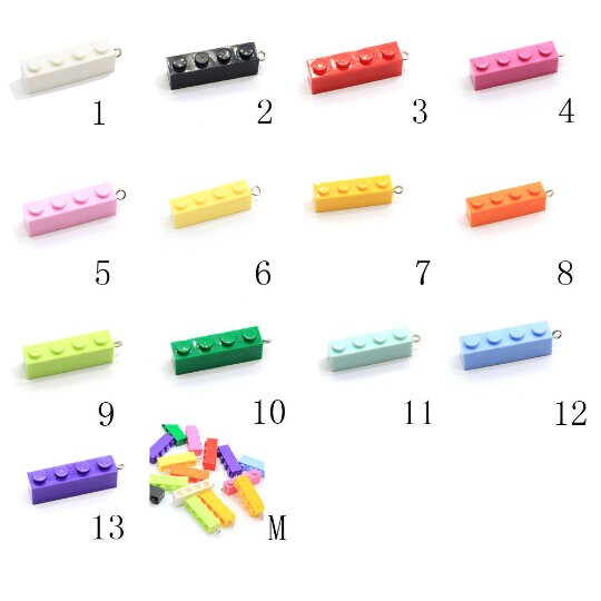 50pcs Colorful Plastic Building Block Keychain DIY Charms Toy Decor ...